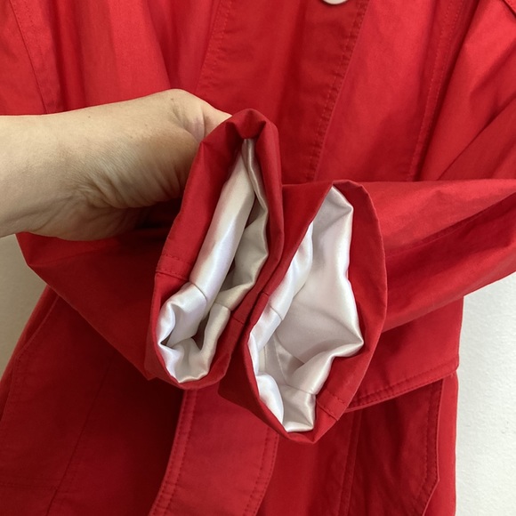 Smythe Jacket Womens 2 Red Cotton Short Trench White Buttons Classic Designer - Picture 10 of 16